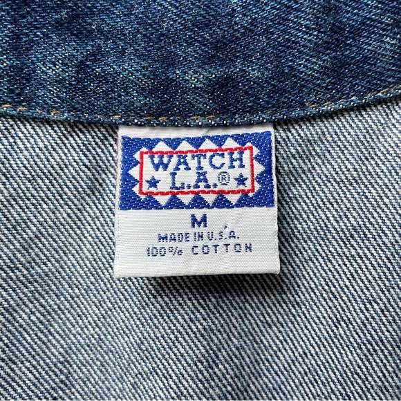 Vintage Blue Medium Wash Denim Western Cotton Open Front Vest size Medium - Picture 7 of 12